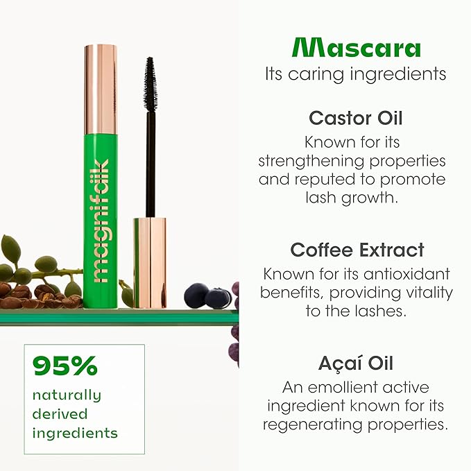 Magnifaik Oh La Lash - Mascara Volume and Length - Intense Black Mascara with Lengthening and Volumizing Fiber Free Formula - Black - 0.3 oz