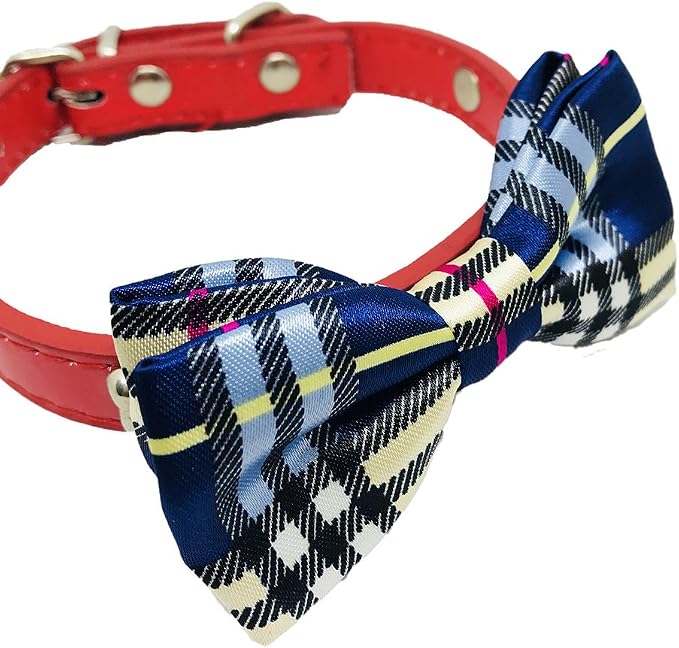 PET SHOW 5 Pack Dog Bowties Plaid for Small Dogs Slide on Collar