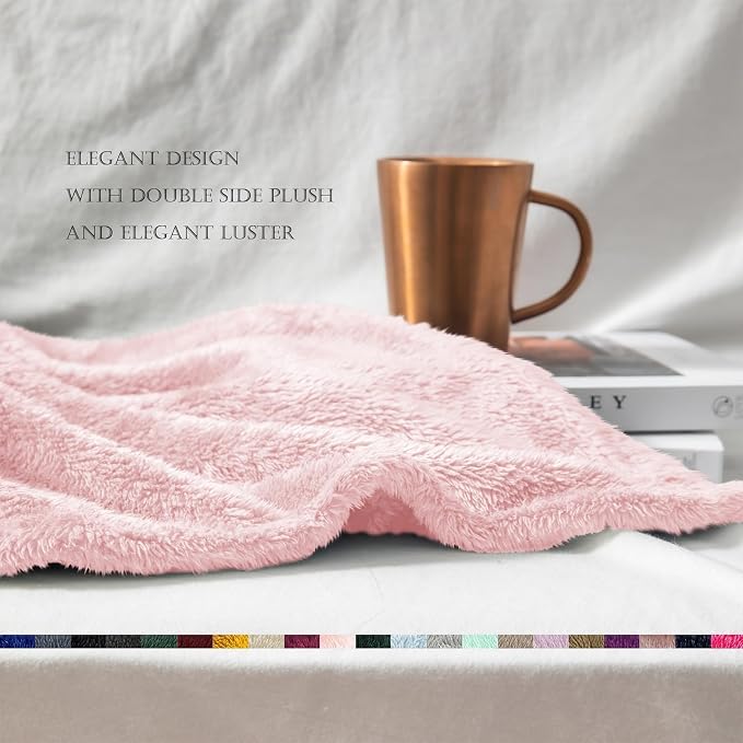 Exclusivo Mezcla Fuzzy Plush Fleece Bed Blanket King Size, Light Pink | 104x90 Inches, Super Soft and Cozy Bed Blanket, Fluffy Decorative Bedding for Livingroom, Bedroom, All Season