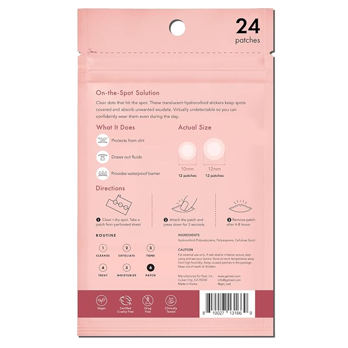 Rael Pimple Patches, Miracle Invisible Spot Cover - Hydrocolloid Acne Pimple Patch, Absorbs Zits & Blemish, Korean Skin Care, 2 Sizes (24 Count)