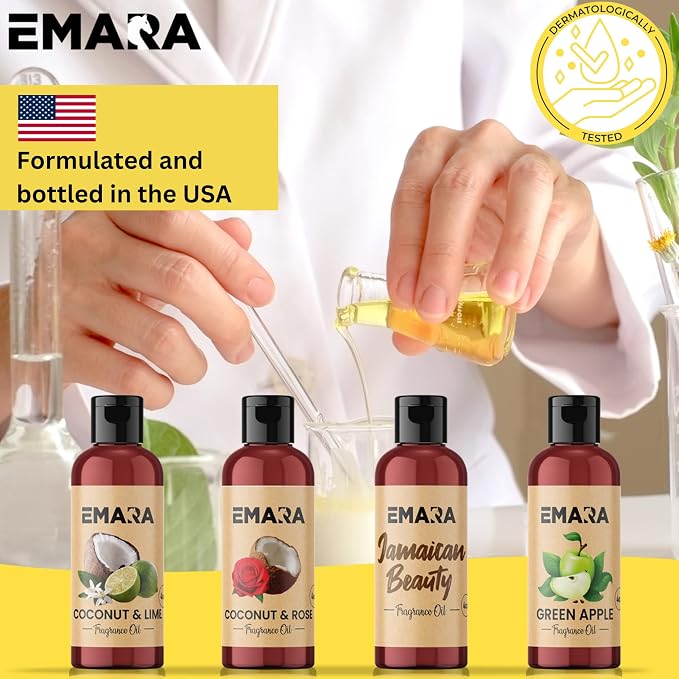 EMARA All Natural Fruity Green Apple Essential Oil for Diffusers, Skin Care, Aromatherapy Fragrance Oil, Organic Therapeutic Grade 4 fl oz
