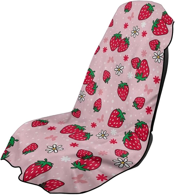INSTANTARTS Strawberry Car Seat Towel Covers Yoga Towel Car Seat Cover Quick-Dry Towel