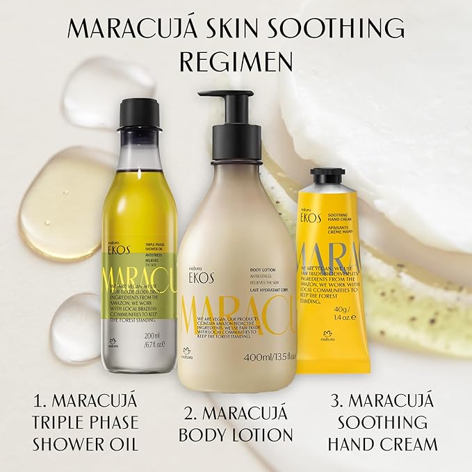 Natura - Ekos Passion Fruit Hand Cream - Calming Balm - Fast Absorption - 24-Hour Deep Hydration Skin Moisturizer - Vegan Skin Care - Brazilian Beauty Secrets - Self Care & Body Care - 1.41oz (40g)