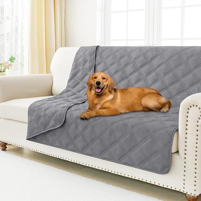 Smiry Waterproof Dog Bed Cover, Reversible Pet Blanket for Sofa Couch | Soft Washable Dog Blanket, Leakproof Couch Cover for Dogs Cats & Furniture Protection, 52x82, Grey/Grey