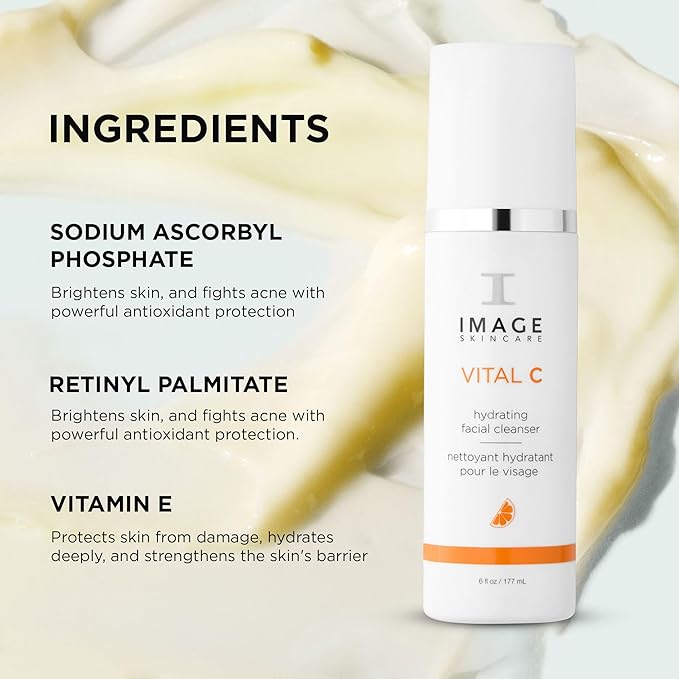 IMAGE Skincare,VITAL C Hydrating Facial Cleanser,Gentle Face Wash with Vitamin C,E and A,6 fl oz,(Pack of 2)
