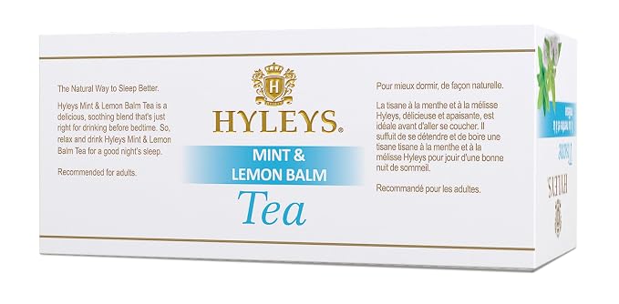 Hyleys Sleep Lemon Balm Herbal Tea - Relaxing Evening Blend, Caffeine-Free, 100% Natural, Non-GMO, Gluten-Free, Dairy-Free, Sugar-Free, Decaf - 25 Tea Bags