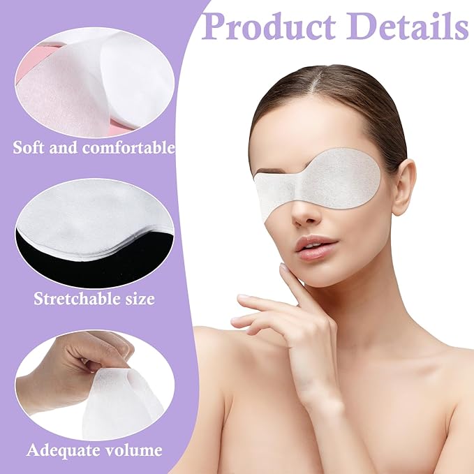 100Pack Disposable Eye Mask, Cotton Disposable Eye Mask, White Cotton Pads for Facial Treatments, Travel and Relaxation