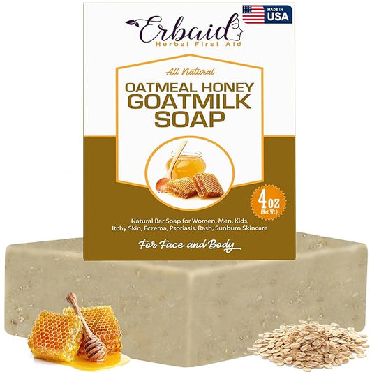 Cactus Honey & Oats Goat's Milk Soap Bar 4 oz – Natural Bar Soap for Women, Men, Kids, Itchy Skin, Eczema, Psoriasis, Rash, Sunburn Skincare – Calming Colloidal Oatmeal Face Cleanser & Body Wash