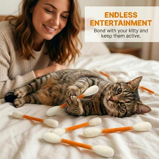 Glaciart One Swabs Cat Toys with Catnip - 6 Pk | Durable for Chew, Cute Cat Toys Interactive Kitty for Boredom, Exercise, & Play | Filled w/Organic Catnip for Anxiety & as Digestive Aid | Gift Idea