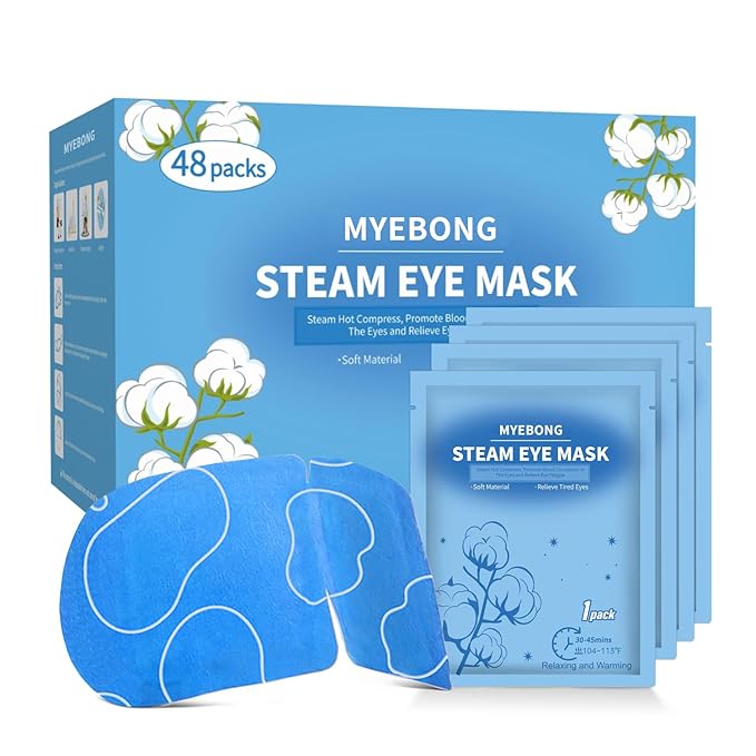 48 Packs Steam Eye Mask for Eyes, Warm Compress Eye Mask, Self Heating Eye Masks Help for Eye Spa, Disposable Heated Eyes Mask for Sleeping Relief Stress Eye Fatigue(Unscented)