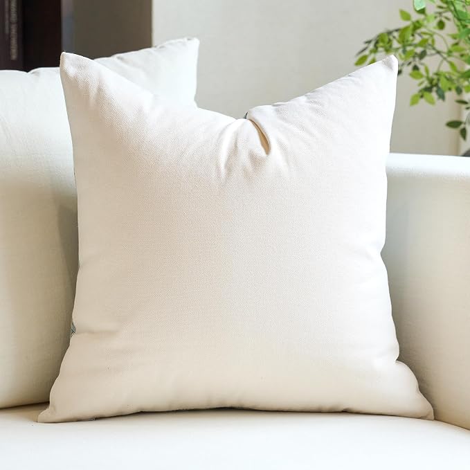 Neutral Floral Pillow Cover 18x18, Vintage Linen Square Pillow Cover Soft Decorative Farmhouse Accent Pillow Cases for Couch Bedroom Living Room Home Decor, Black