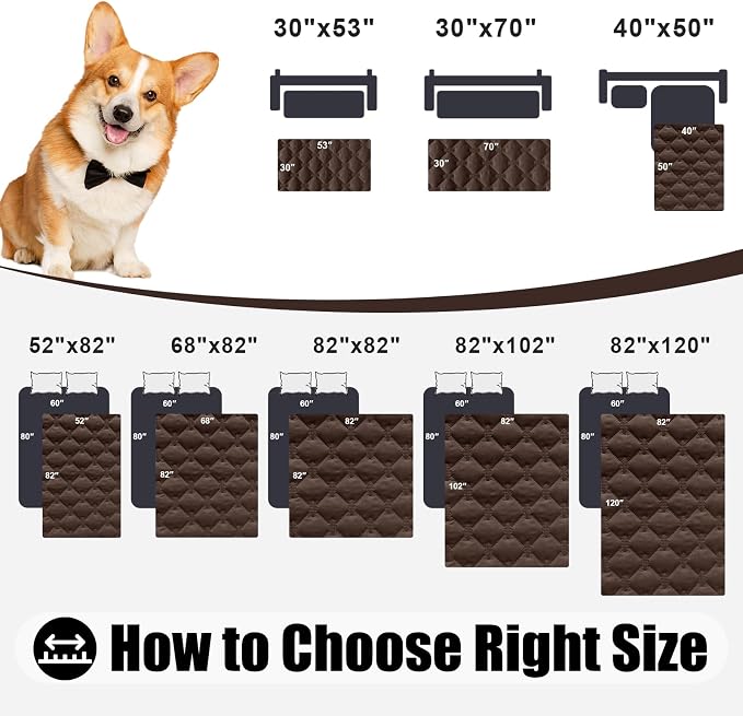 Smiry Waterproof Dog Bed Cover Blanket, Reversible Pet Blanket | Soft Reversible, Washable Leakproof Cats Dogs Couch Cover for Sofa, Couch, Furniture (30x53 Inch)