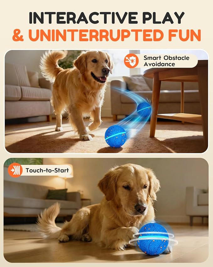 osou Smart Interactive Dog Toys, Automatic Moving & Bouncing Dog Ball for Medium & Large Dog Breeds, E-TPU Durable & Waterproof, with Irregular Motion to Encourage Active Play
