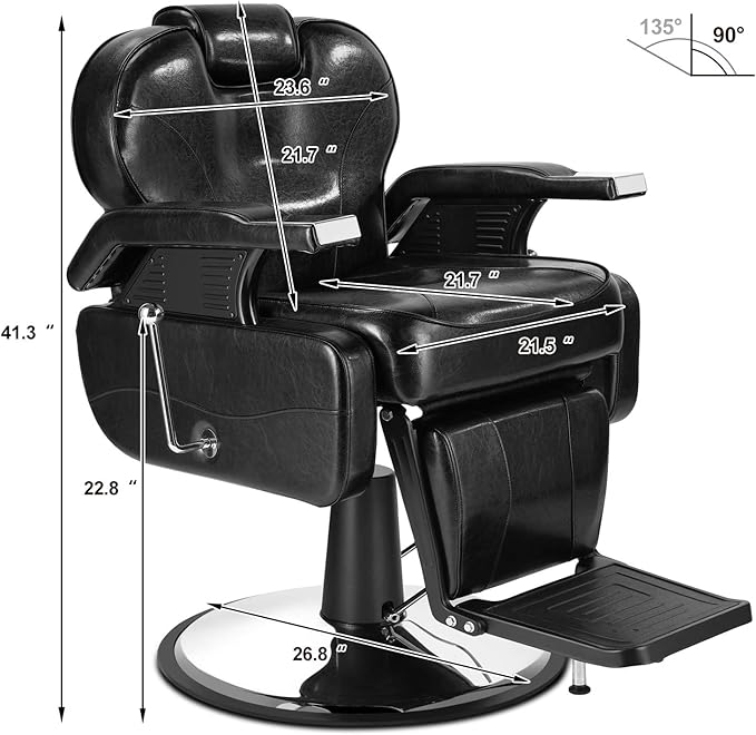 Artist hand Barber Chair Hydraulic Recline Barber Chairs Salon Chair for Hair Stylist Tattoo Chair Heavy Duty Barber Salon Equipment (Black)