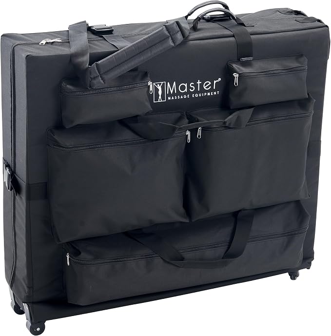 Master Massage Luggage Style Wheeled Massage Table Carrying Case 27” to 32” Width Folding Massage Table- Black