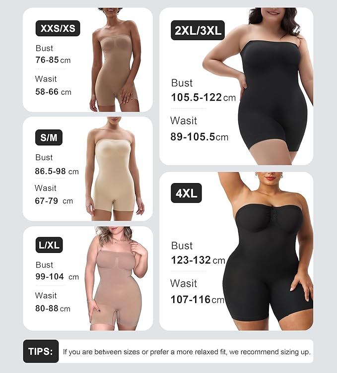SHAPERX Strapless Shortie Bodysuit for Women Tummy Control Shapewear Seamless Body Shaper with Removable Straps