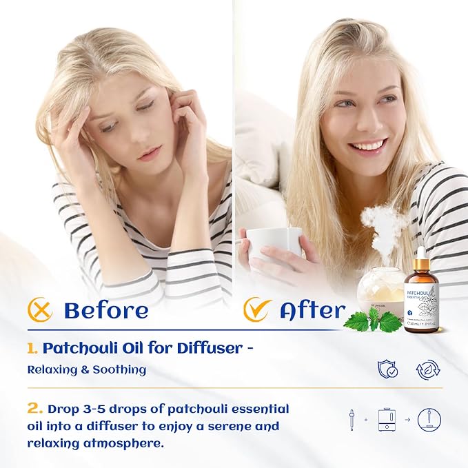 HIQILI Patchouli Essential Oil, for Diffuser, Homemade Perfume, Skin Care, Aromatherapy, Gift for Hippie Friend-30ML | for Diffuser Aromatherapy,Skin Care,Homemade Perfume,Ideal Gift Choice,Large-30mL/1.01 fl.oz