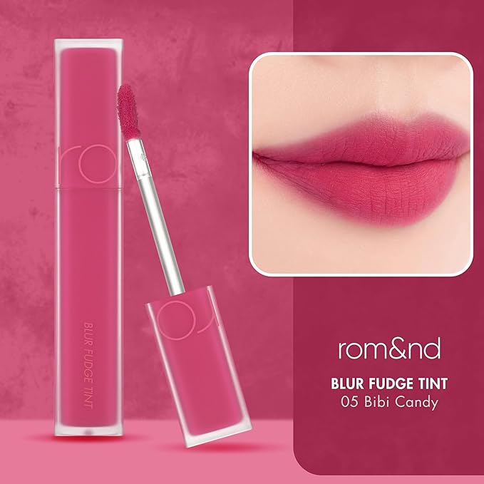 rom&nd BLUR FUDGE TINT | 05 BIBI CANDY Barbie Pink | Weightless Velvety Matte Lipstick | Non-Drying Long-Lasting K-Beauty Lip Tint for All Skin Tones | Highly Pigmented & Smooth Application
