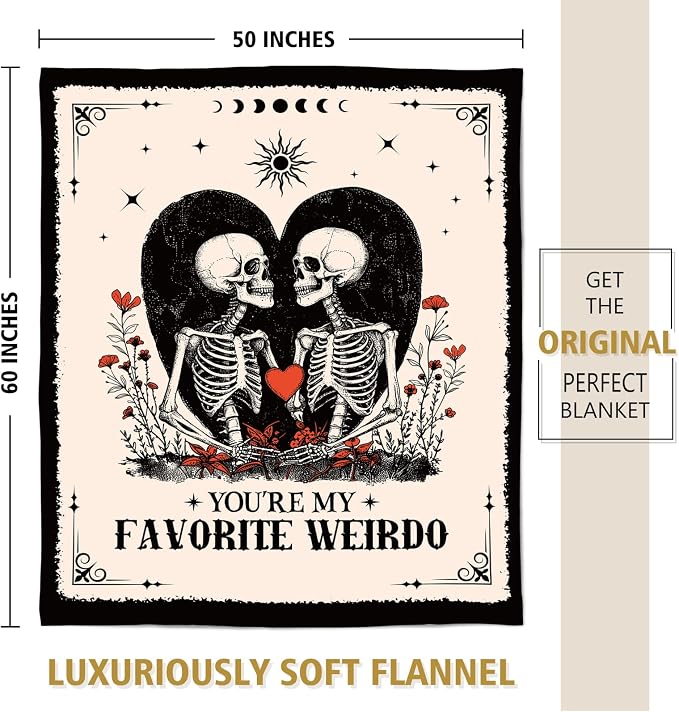Gifts for Him Her, Anniversary Blanket for Women Men 60"X50" | Birthday Gifts for Boyfriend Girlfriend, I Love You Gift, Engagement, Wedding, Gothic Gifts for Wife, Husband, Couple