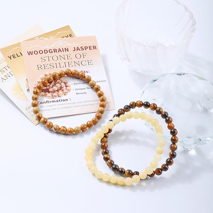 NCB 2.3-Piece 4mm Natural Crystal Gemstone Stretch Bracelets – Handmade Reiki Energy Healing Jewelry for Meditation,Yoga, Unisex