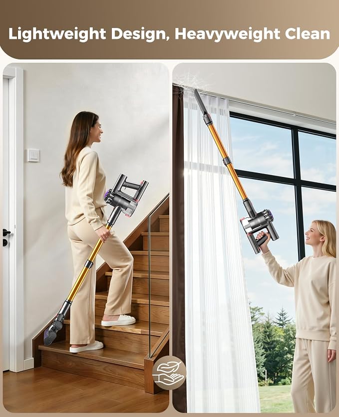 Cordless Vacuum Cleaner, 500W 45KPA Stick Vacuum Cleaners for Home