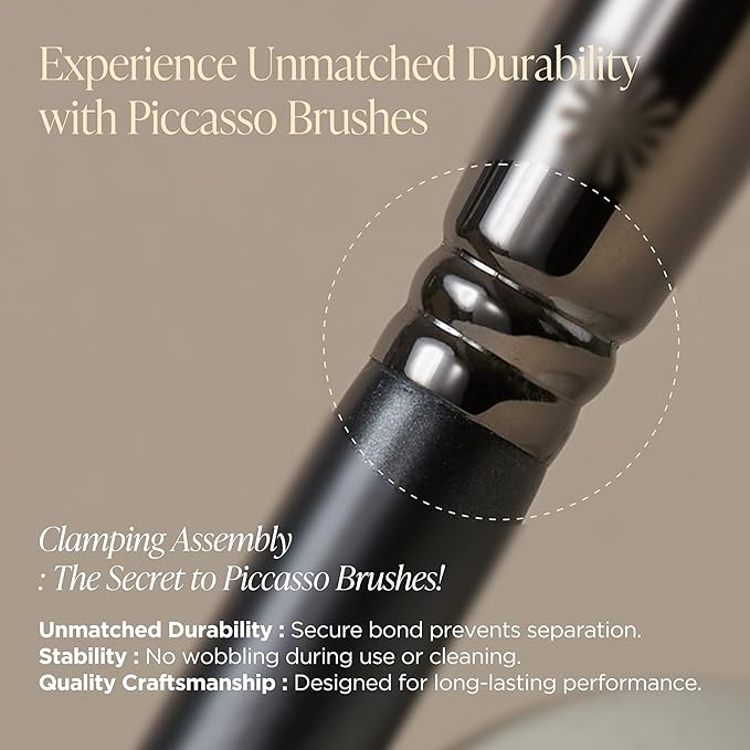 Piccasso FB33 Foundation Brush With Sponge 6P – Tapping Cover Brush for Liquid & Cream Foundation, Fills Pores with Soft Bristles for Smooth and Flawless Face Makeup, Professional Korean Beauty Tool