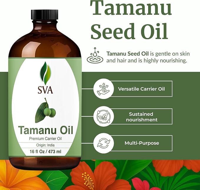 SVA Tamanu Oil 16 Fl Oz - for Face, Skin Care, Hair Care, Scalp Massage & Body Massage