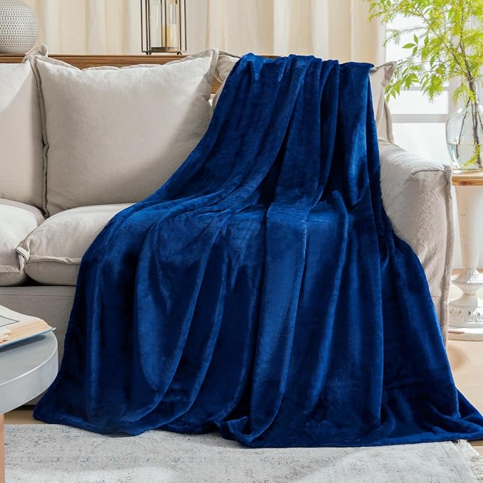 Classic Blue Fleece Plush Throw Blanket 60"x80"for Couch Fuzzy Cozy Flannel | Super Soft Lightweight Microfiber Blanket for Sofa Bed bedroom Home Decor All Season,Birthday Gifts for Women Mom Adult