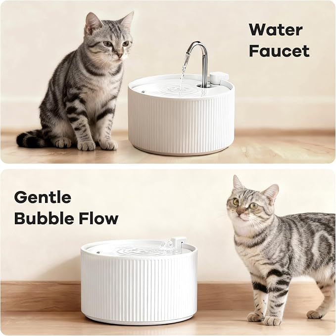 Upgrade 2.2L/78oz Ceramic Cat Fountain, Automatic Ceramic Water Fountain for Cats, Pet Water Fountain with Ultra-Quiet Pump (White)