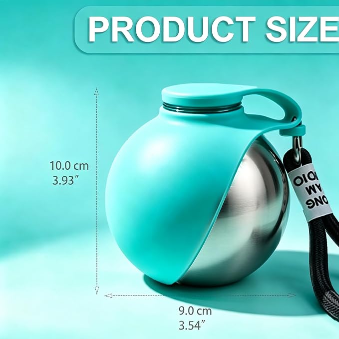 Dog Water Bottle Portable, 2in1 Round Dog Water Bowl Stainless Steel 10oz