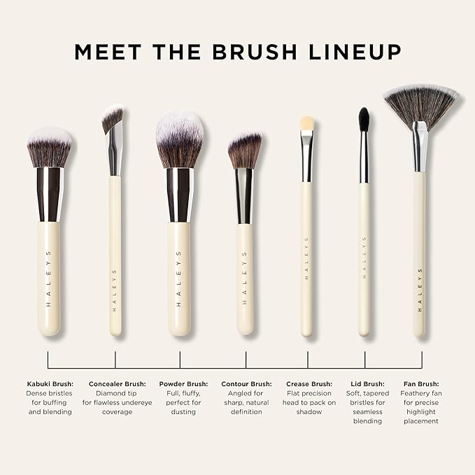 HALEYS Kabuki Makeup Brush – Vegan Foundation Brush for Liquid, Cream & Powder, Seamless Blending Face Brush for Concealer, Blush & Setting Powder, Airbrush Finish, Dermatologist-Tested