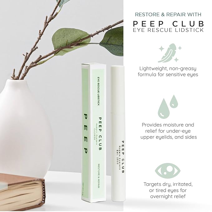 Peep Club Anti-Aging LidStick – Optometrist Formulated Overnight Eye Balm For Fine Lines, Hydrating, Soothing, Perfect for Sensitive Eyes, Oat Ceramides, Primrose & Manuka Oil, Vit C, Travel-Friendly