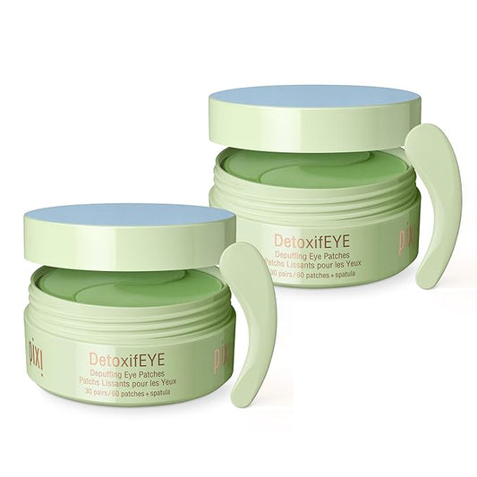 Pixi DetoxifEYE 2-Pack | Depuffing Hydrogel Under-Eye Patches|Cucumber, Gold & Caffeine for Puffy Eyes and Dark Circles | 2 Boxes, 60 pairs, 120 Patches