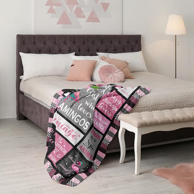 Flamingo Gifts Blanket 50"x40", Pink Flamingo Gifts for Women Girl Unique, Flamingos Decor, Christmas Birthday Gift Ideas for Flamingos Lovers