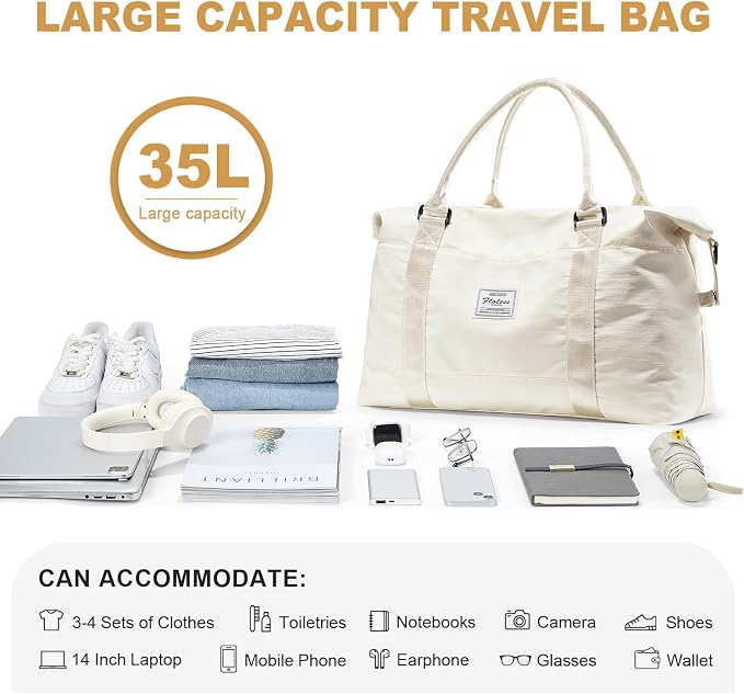 Travel Duffel Bag, Carry On Overnight Weekender Bags for Women | Travel Bag with Wet Pocket & Trolley Sleeve, For Spirit Airlines 18x14x8 Personal Item Bag