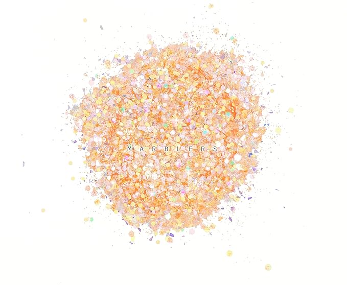 MARBLERS Mixed Shaped Face & Body Glitter [Orange] 0.18oz (5g) | Chunky | Chopped | Flake | Non-Toxic | Vegan | Cruelty-Free | Festival, Rave & Party Makeup | Eye, Hair, Nail Polish, Eyeshadow