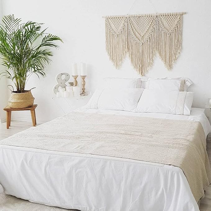 guzhiou Large Macrame Wall Hanging, Boho Woven Tapestry Decor Art, 43"x32" | Handmade bohemian woven tapestry for bedroom, living room, apartment. Perfect Boho style wall decor art for weddings, parties