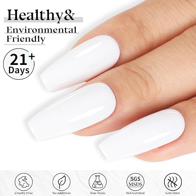 White Gel Nail Polish, UV/LED Soak Off Opaque White Gel Polish for Nail Art Starter or Manicute Salon,French Tips Kit,0.51 Fl.oz - GP0047