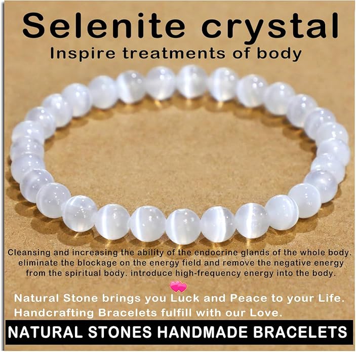 AD Beads Handmade Gemstone Stretch Elastic Bracelet Crystal Healing Reiki Nature's Beauty and Spiritual Essence Unisex