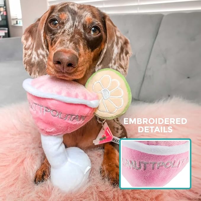 Haute Diggity Dog Cocktail Hour Plush Dog Toy, Cocktail Parody Chew Toys