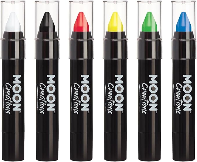 Face Paint Stick / Body Crayon Primary Colours Set of 6 makeup for the Face & Body by Moon Creations - 0.12oz