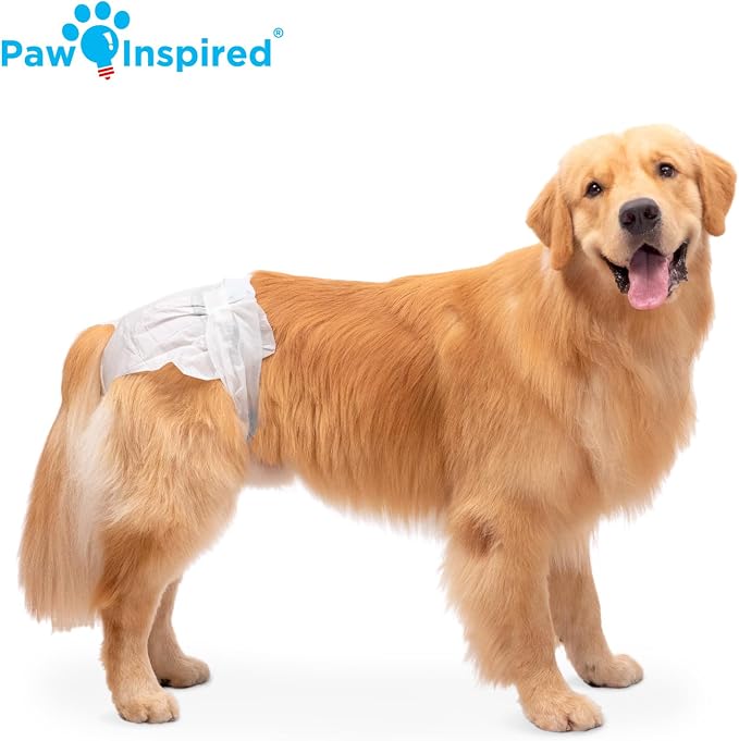 Paw Inspired Disposable Female Dog Diapers, XL Size, 12 Count | Ultra Protection, Adjustable Fasteners, Comfortable Fit, Leakproof Core, For Dogs in Heat, Excitable Urination, Incontinence