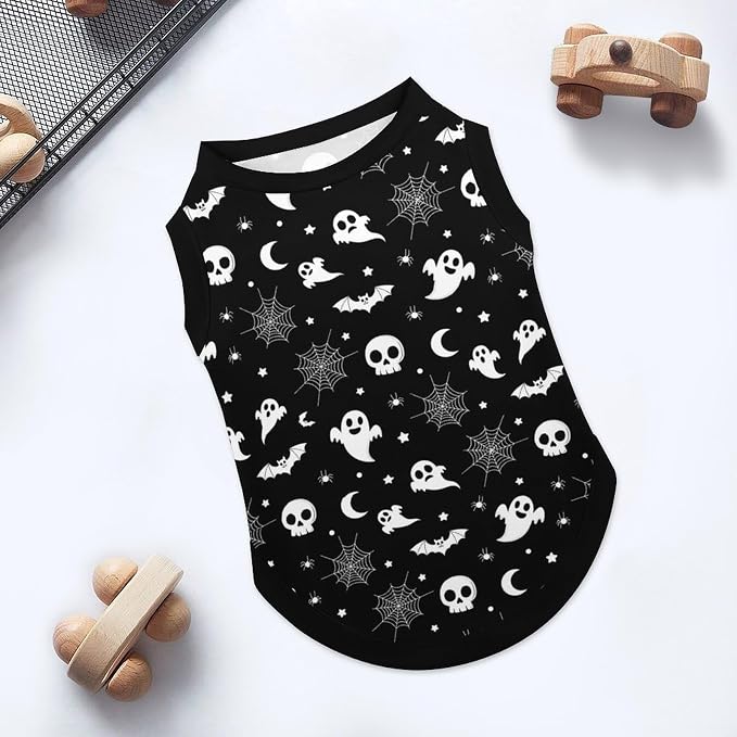 Halloween Pet Vest Spooky Skull Pet Shirts Small | moon bat Dog Shirt Vest cute pet Sleeveless Vests Ice Silk Dog T-Shirts holiday Dog Clothes Halloween Canine Wear