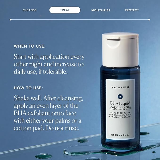 Naturium BHA Liquid Exfoliant 2%, Leave-on Face & Skin Care Exfoliating Pore Treatment, with Salicylic Acid & Bioactive Fruit Acids, Packaging May Vary, 4 oz