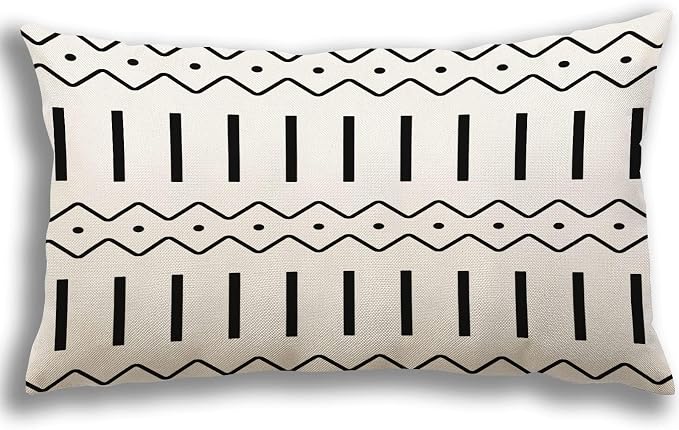 YCOLL Lumbar Pillow Covers 12x20 Set of 4, Modern Sofa Throw Pillow Cover, Decorative Outdoor Linen Fabric Pillow Case for Couch Bed Car, Black