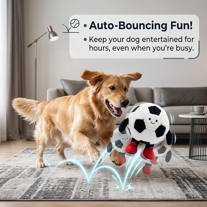 Football Interactive Dog Toys, Active Moving Pet Plush Toy, 2026 New Shaking Dog Ball Dog Toy Interactive Dog Ball with Song Squeaky Moving Dog Ball Toy, Rechargeable Toys to Keep Them Busy Dog Toys