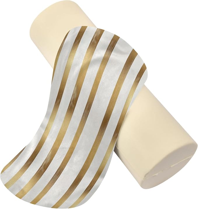 Bolster Pillow for Reading Neck Roll Pillow Memory Foam Round Pillow Insert Cylinder Decorative Pillow Bed Back Support Gold Stripe
