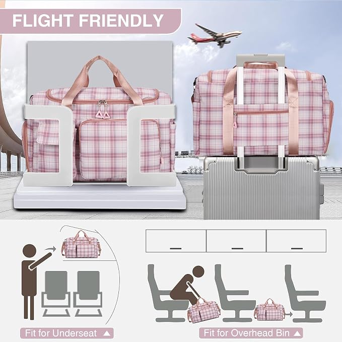 Small Gym Bag for Women, Travel Duffle Bag Carry On Weekender Bag with Shoe Compartment
