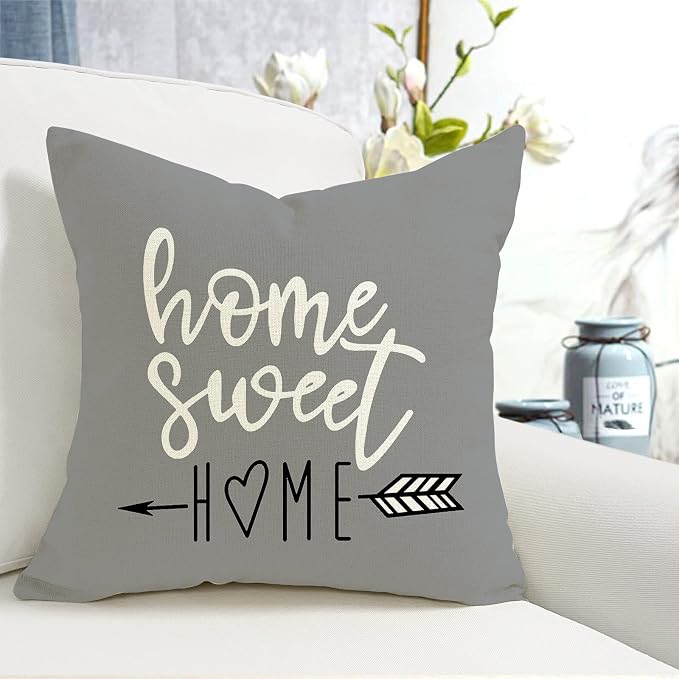 YCOLL Pillow Covers 22x22 Set of 4, Modern Sofa Throw Pillow Cover, Decorative Outdoor Linen Fabric Pillow Case for Couch Bed Car，Gray