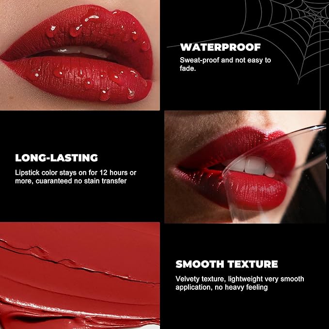 Halloween Gold Lipstick Shimmer Body Painting Stick for Women Waterproof Long Lasting Lip Stick Gothic Zombie Vampire Lip Makeup Cosplay Cruelty Free Lipstick, Shimmer Gold